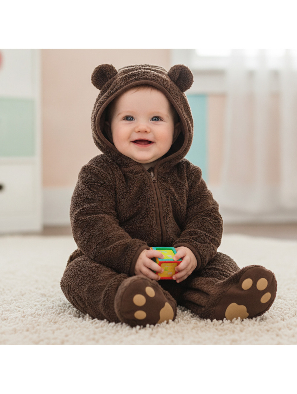 BabyGap Newborn 3-6 Months Brown Bear Fleece Onesie